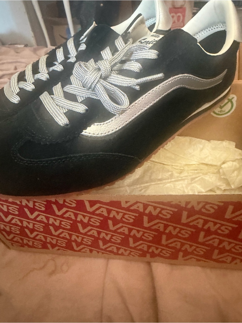 Vans Men’s Black Sneakers with Silver Stripe